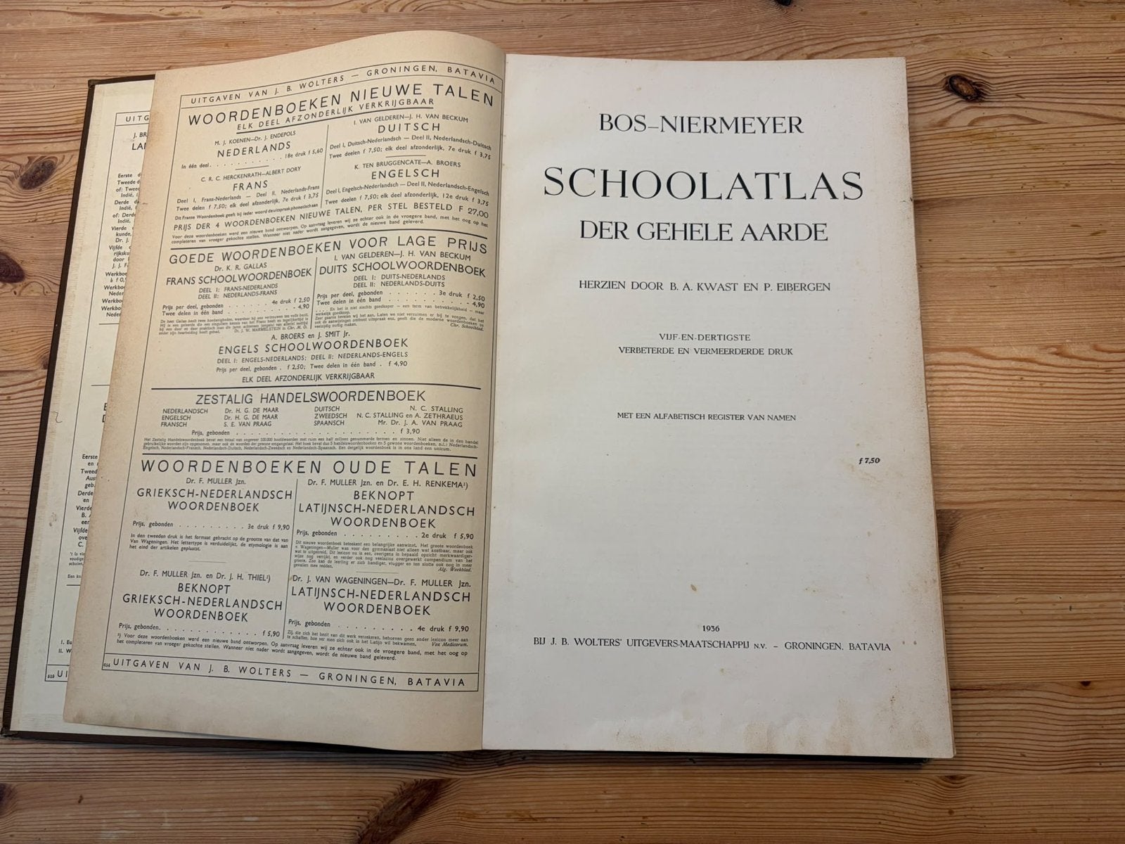 Bos-Nieremeyer Schoolatlas der Gehele Aarde 1936, Bosatlas, 1800 tot 2000, Wereld, Ophalen