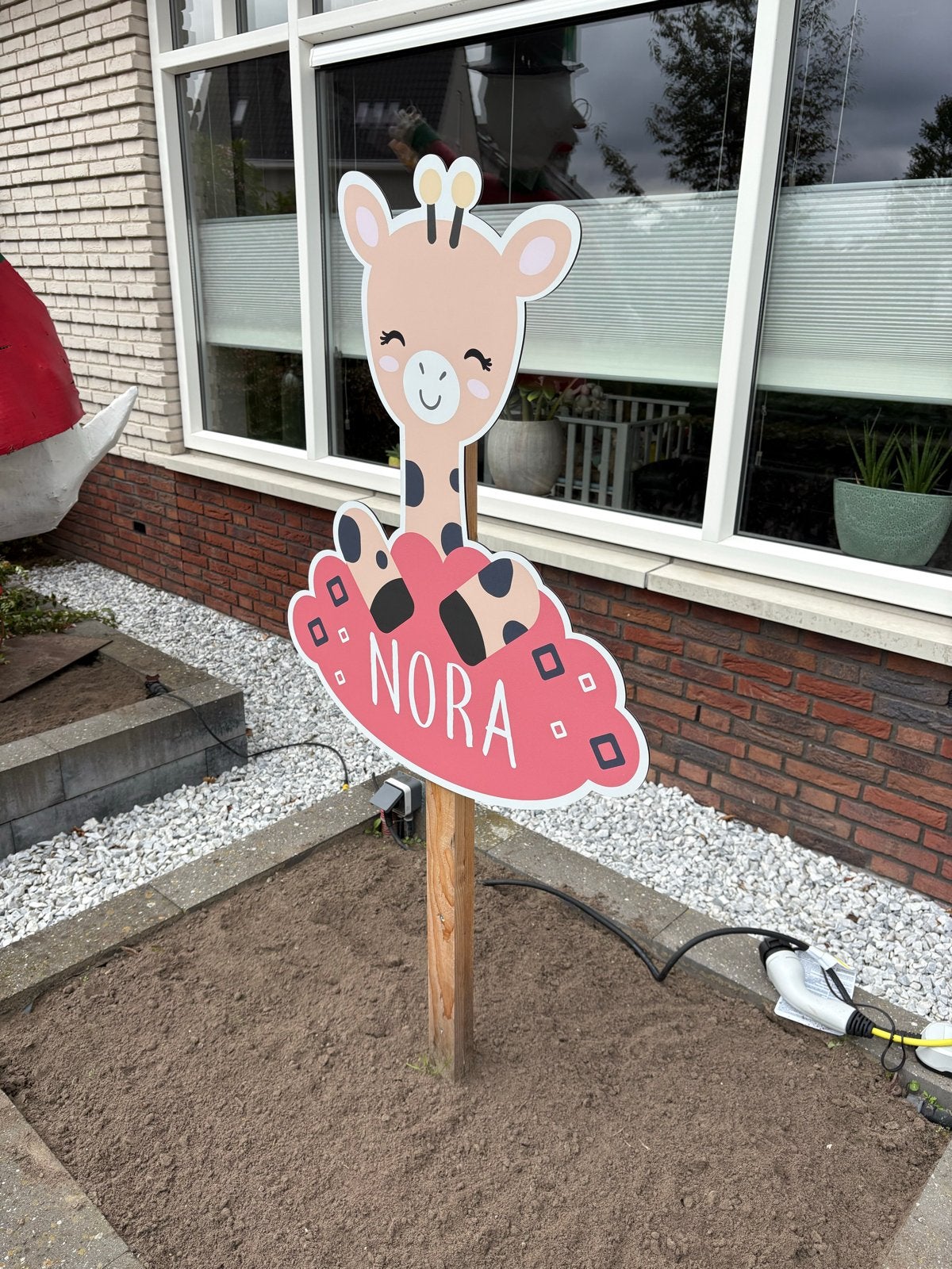 Geboortebord Giraffe 'Nora', Ophalen, Zo goed als nieuw, Geboortebord