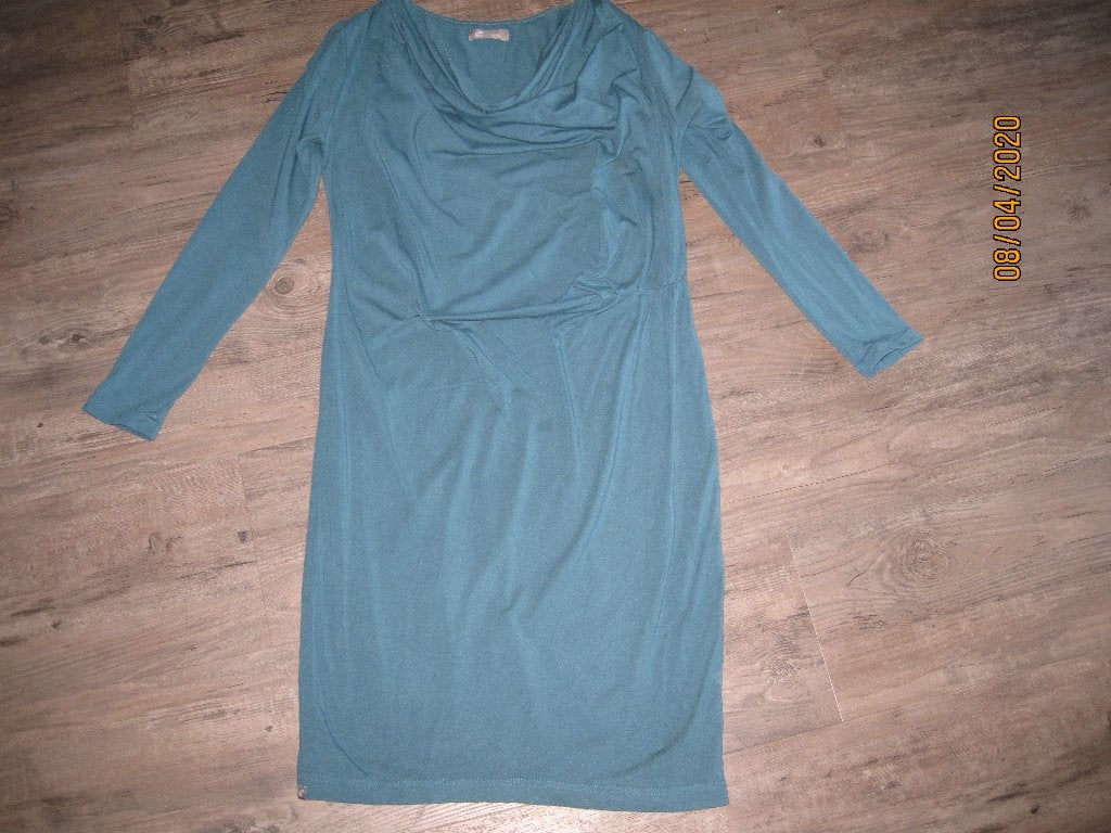 Miss Green petrol groene jurk met watervalhals maat XXL, Kleding | Dames, Maat 46/48 (XL) of groter, Ophalen of Verzenden, Miss Green