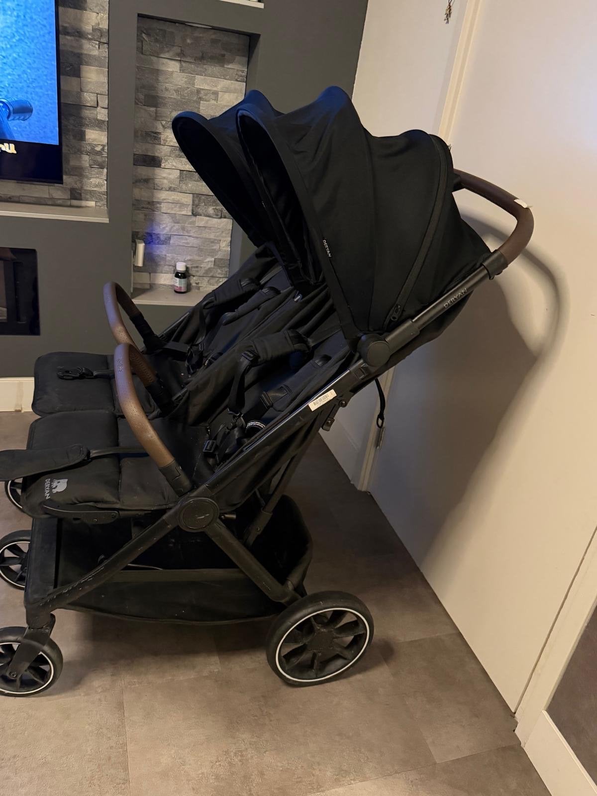 Deryan tweeling buggy - Zwart, Ophalen, Zo goed als nieuw, Overige merken, Duomodel