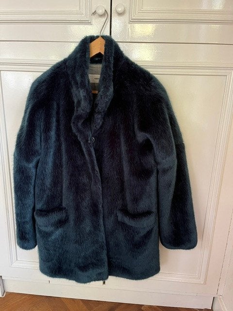 faux fur petrol jas imitatiebont Maura maat 42, Maura Claudia Strater, Maat 42/44 (L), Ophalen of Verzenden, Zo goed als nieuw