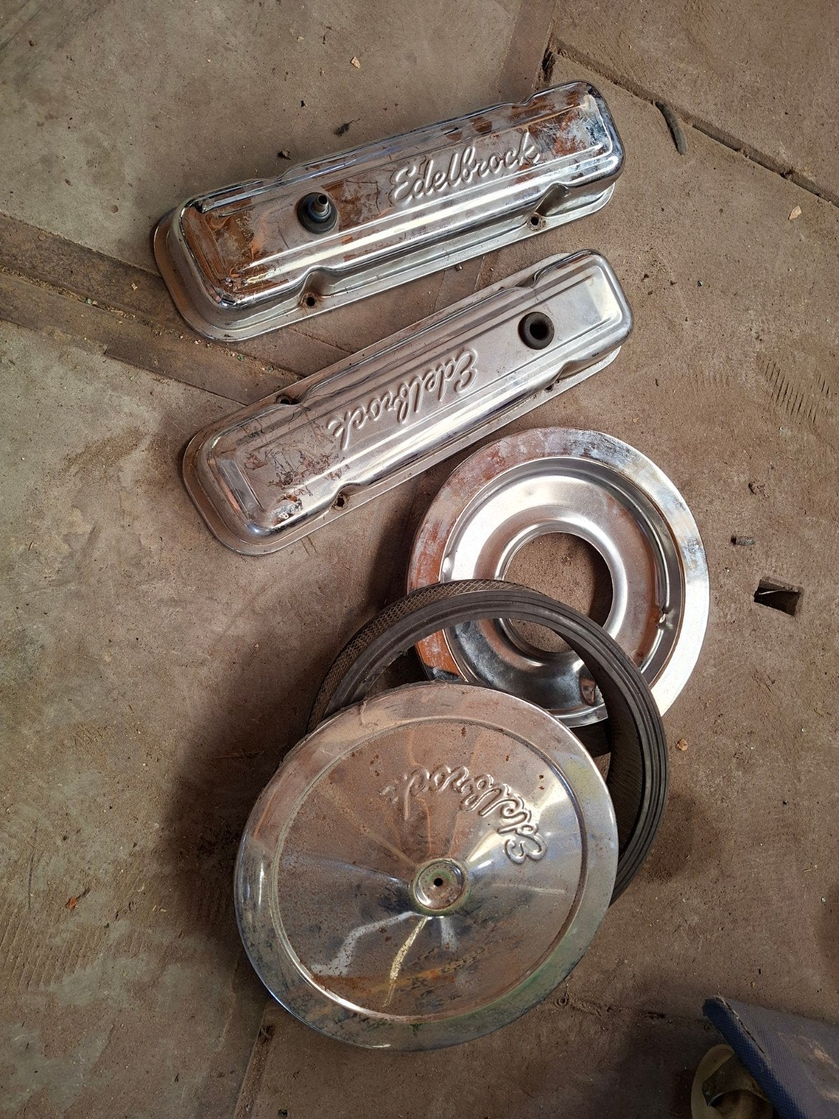 Edelbrock Chromen Kleppendeksels en Luchtfilter, Ophalen of Verzenden
