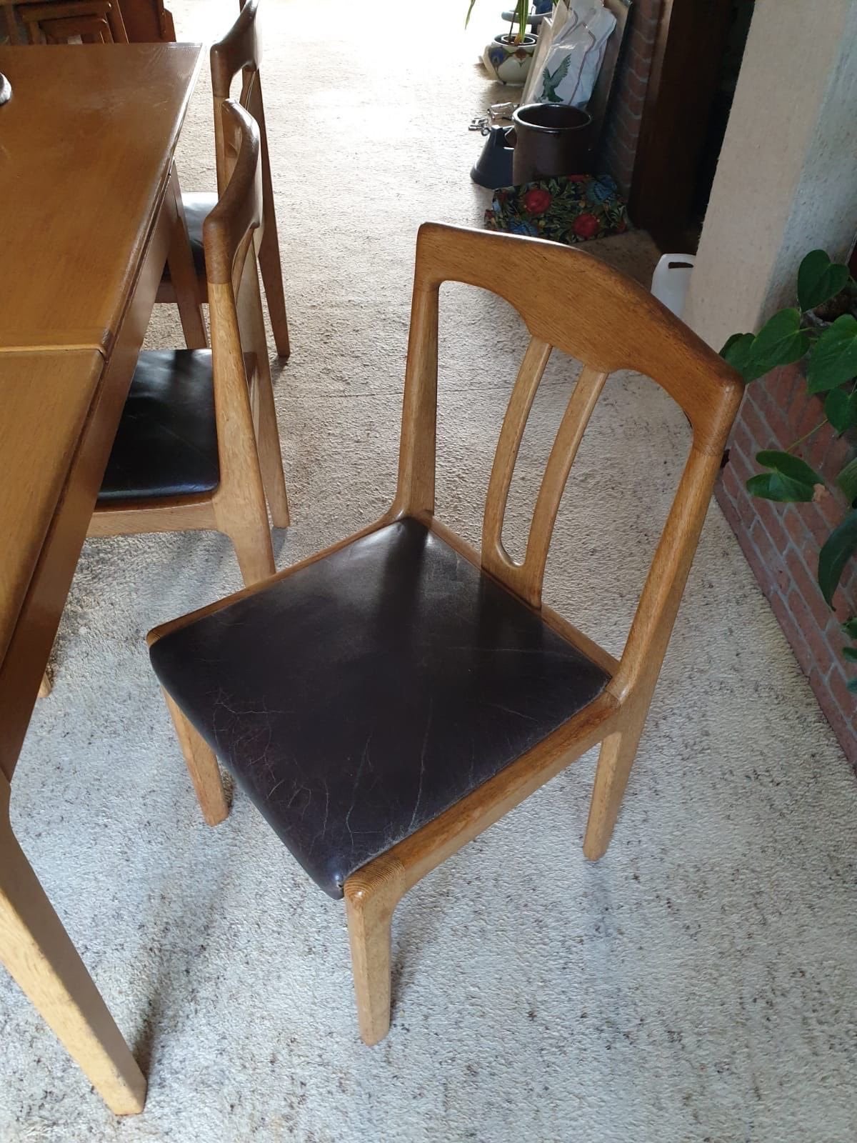 Uitschuifbare eettafel met 6 stoelen, Ophalen, Gebruikt, Klassiek, jaren 70, 50 tot 100 cm