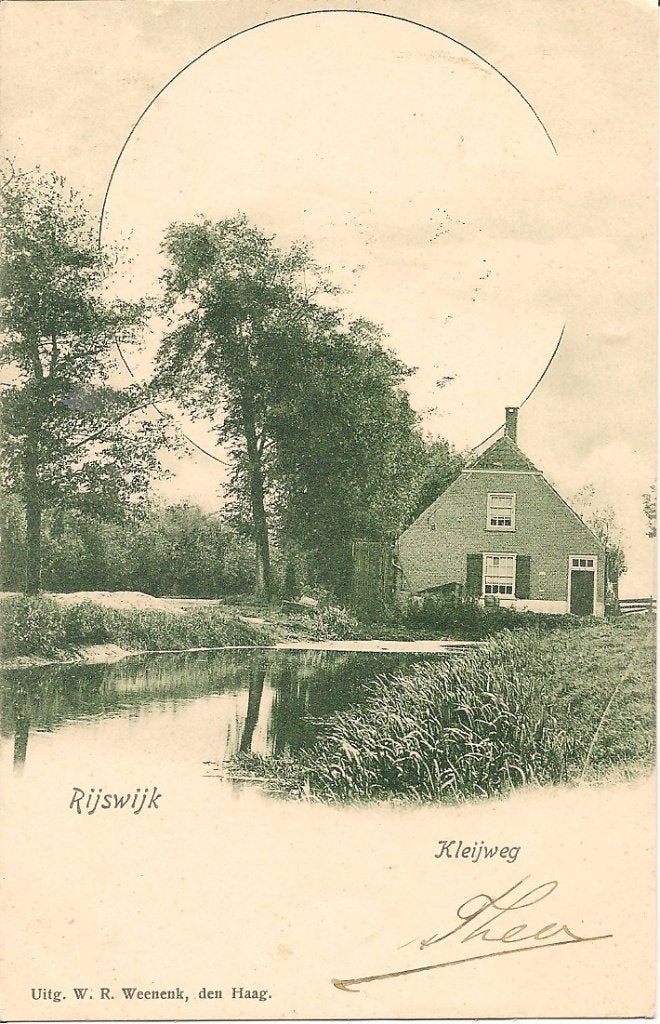 Oude ansichtkaart Rijswijk Kleijweg met huis en water  1900, Ophalen of Verzenden, Voor 1920, Gelopen, Zuid-Holland
