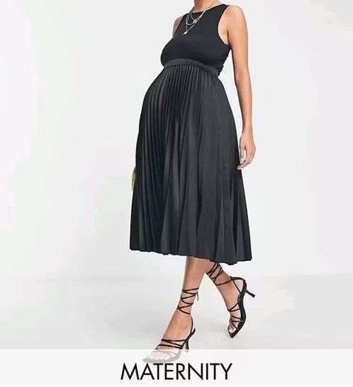 Closet London geplooide zwarte midi rok, Maat 46/48 (XL) of groter, Ophalen of Verzenden, Zo goed als nieuw, Jurk