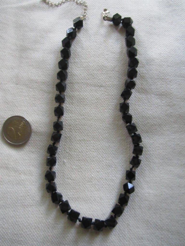 30.  Schitterende oude ketting, French jet,  45/50cm, Sieraden, Tassen en Uiterlijk, Ophalen, Overige materialen, Ketting