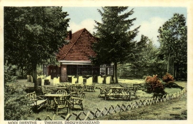 Mooi Drenthe - Theehuis, Drouwenerzand - ongelopen, Ophalen of Verzenden, 1940 tot 1960, Ongelopen, Drenthe