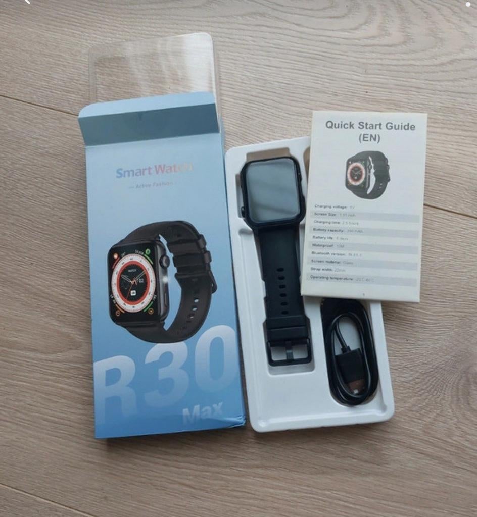 Smartwatch R30 Max - Nieuw in doos, Zwart, Nieuw, Ophalen of Verzenden, Waterdicht