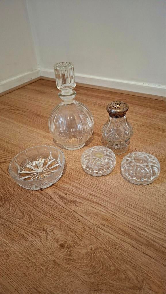 Vintage Kristal Set - Karaf, Strooier & Schaaltjes, Ophalen