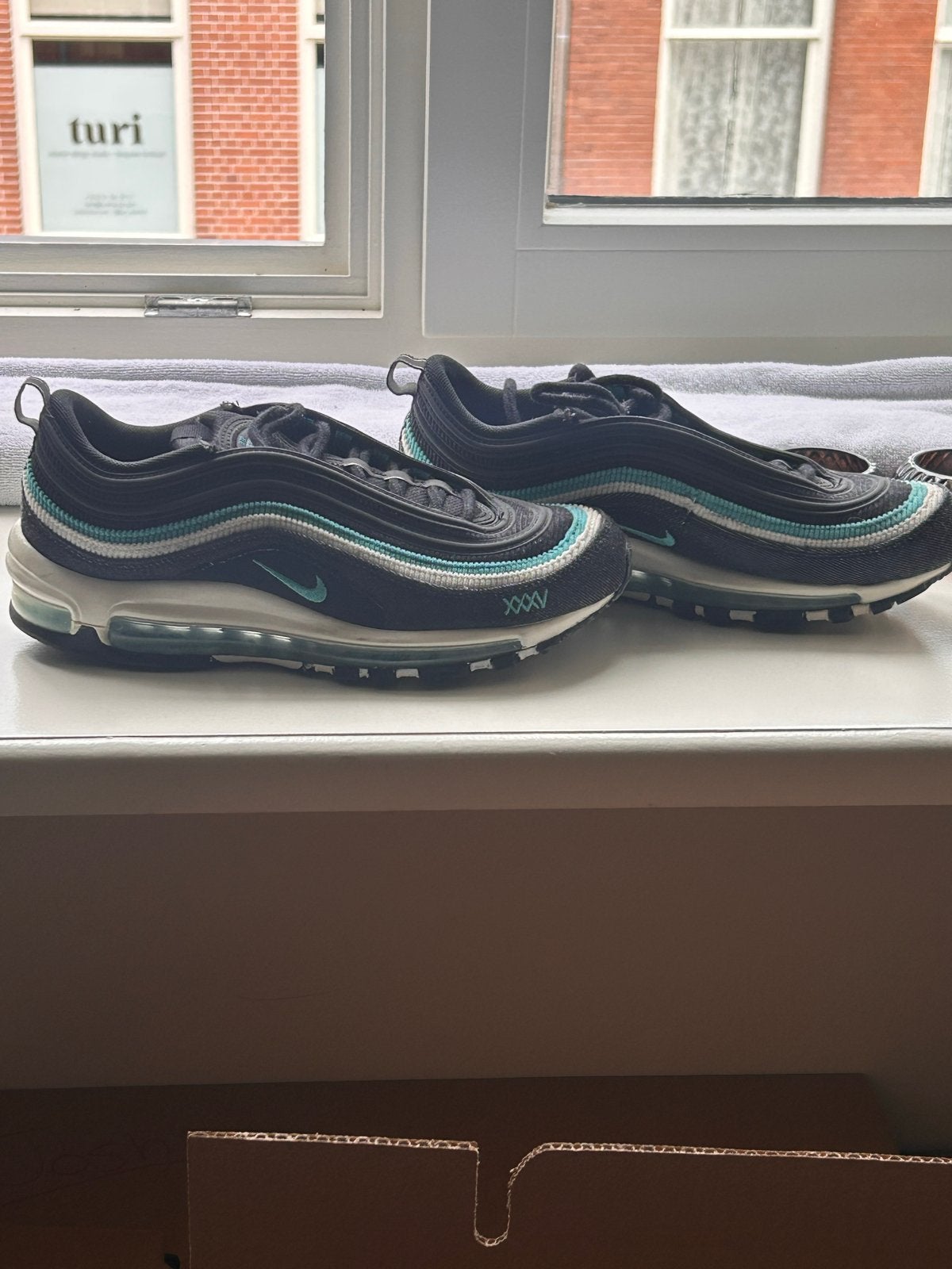 Nike Air Max 97 Sneakers Zwart/Turquoise Maat 41, Ophalen, Zo goed als nieuw, Zwart, Sneakers of Gympen