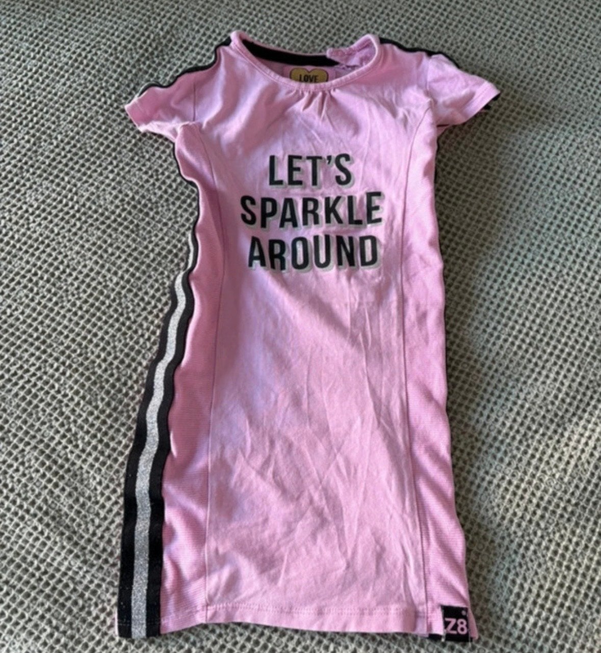 Z8 Jurk Roze 'Let's Sparkle Around' Maat 92/98, Kinderen en Baby's, Kinderkleding | Maat 92, Verzenden, Gebruikt, Meisje, Jurk of Rok