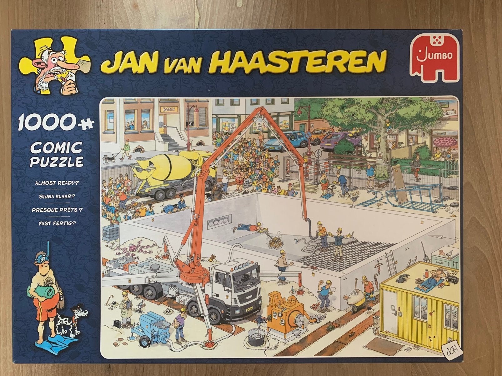 Puzzel Jan van Haasteren / Bijna klaar?, Ophalen of Verzenden, 500 t/m 1500 stukjes, Zo goed als nieuw