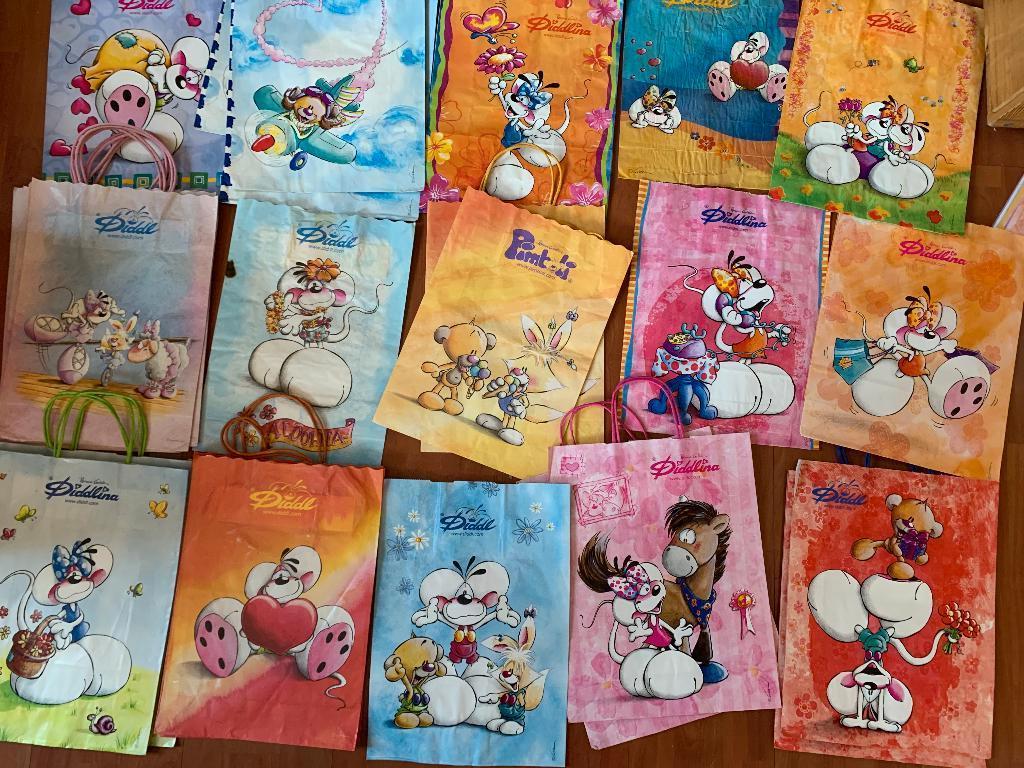 Grote papieren draagtassen, tassen Diddl en Pimboli; Goletz, Verzamelen, Diddl, Ophalen of Verzenden, Verschillende figuren, Zo goed als nieuw