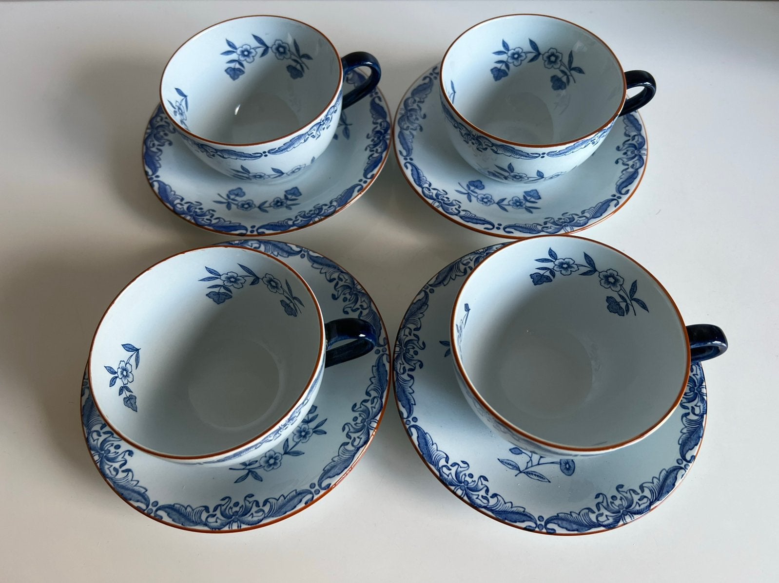 Set 4 Rōrstrand VDN Ostindia Porseleinen Kop en Schotels, Ophalen of Verzenden, Zo goed als nieuw, Overige stijlen, Kop(pen) en/of Schotel(s)