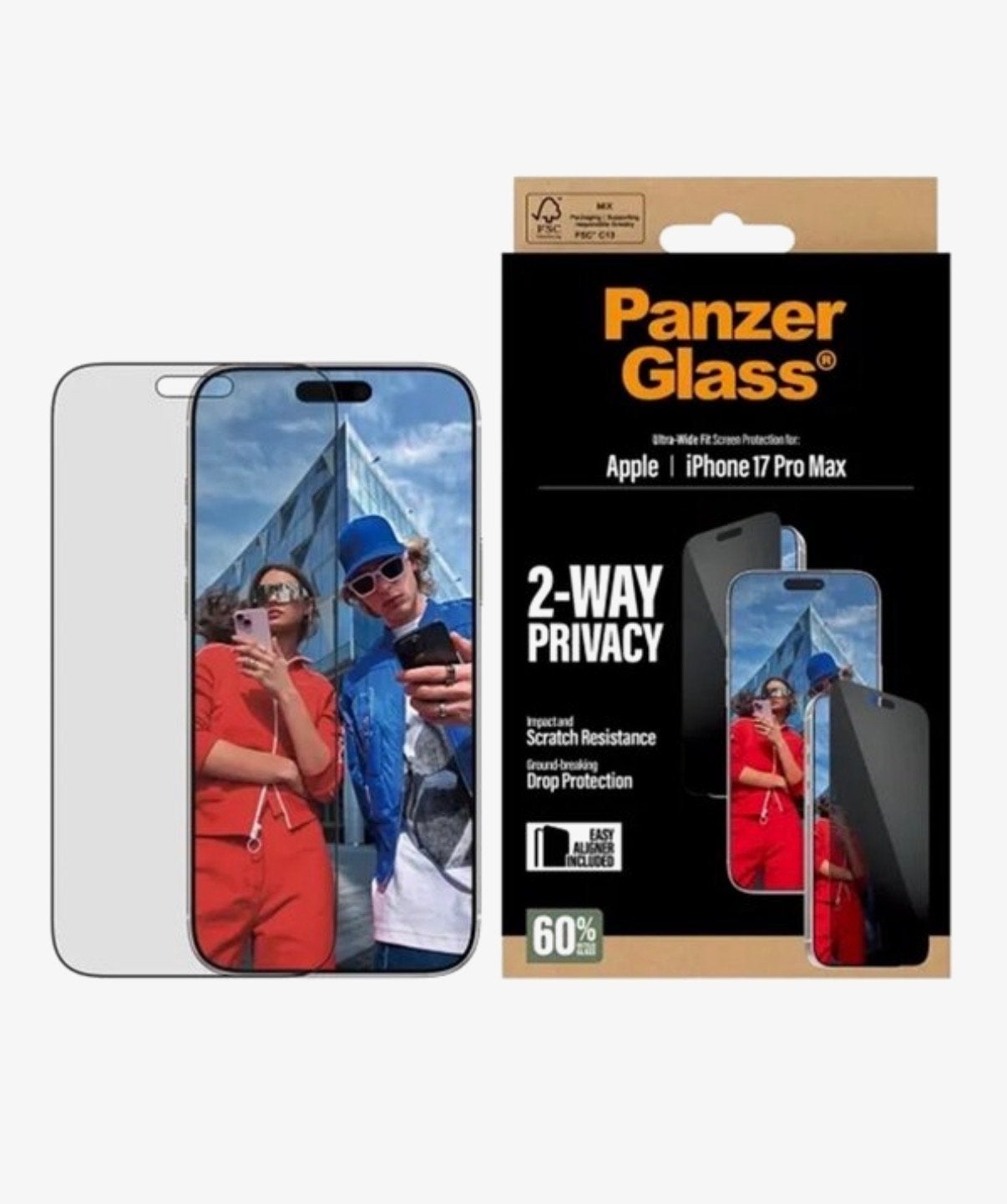 PanzerGlass iPhone 17 Pro Max 2-Way Privacy Screenprotector, Ophalen, IPhone 17, Krasbestendig, Nieuw