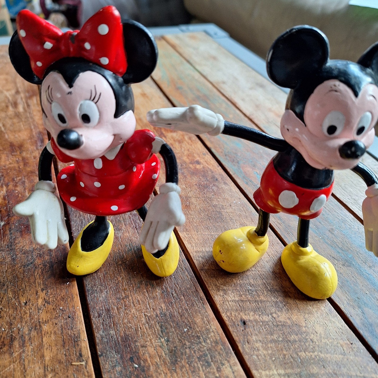 Vintage Disney Poseerbare Minnie en Mickey Mouse Figuren, Ophalen of Verzenden, Gebruikt