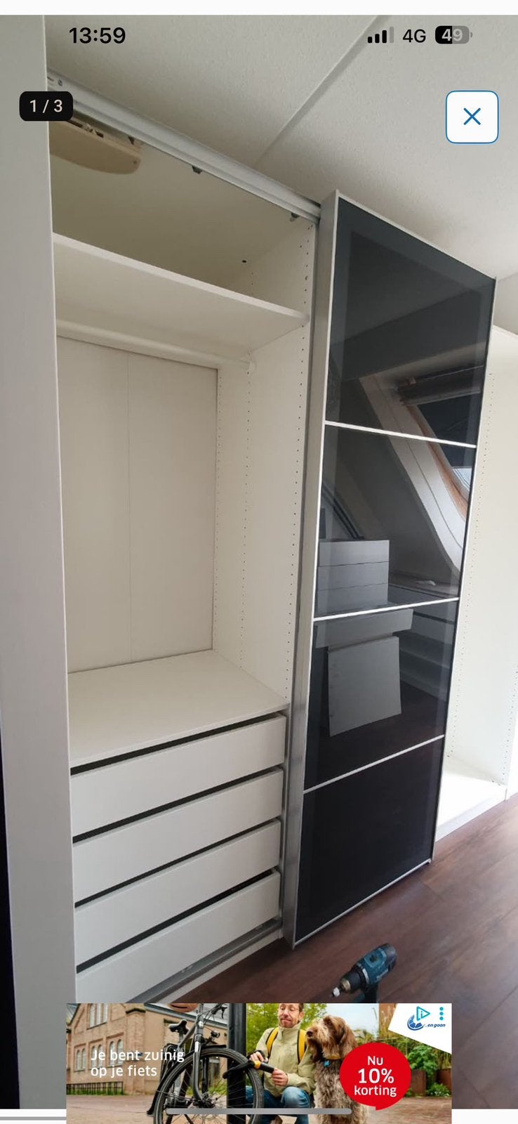 Pax Kast alleen de schuifdeuren te koop, Ophalen, 100 tot 150 cm, 200 cm of meer, 50 tot 75 cm