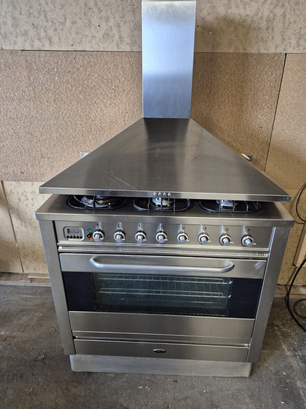 Boretti 6 pits gasfornuis met electrische oven en afzuigkap., Ophalen, Gebruikt, 60 cm of meer, Gas