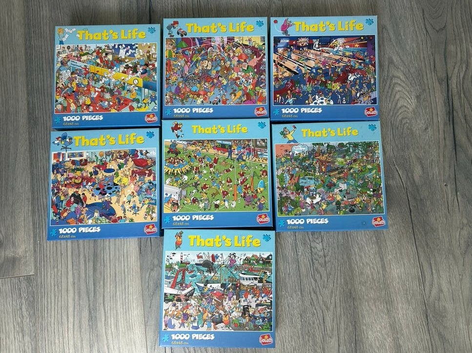 7 That's Life legpuzzels van 1000 stukjes, Ophalen of Verzenden, 500 t/m 1500 stukjes, Gebruikt, Legpuzzel