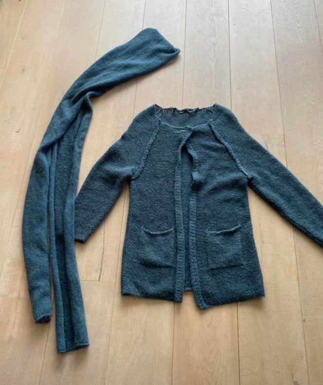 Vest met sjaal M mohair wol limited, Ophalen of Verzenden, Zo goed als nieuw, Maat 38/40 (M), Groen