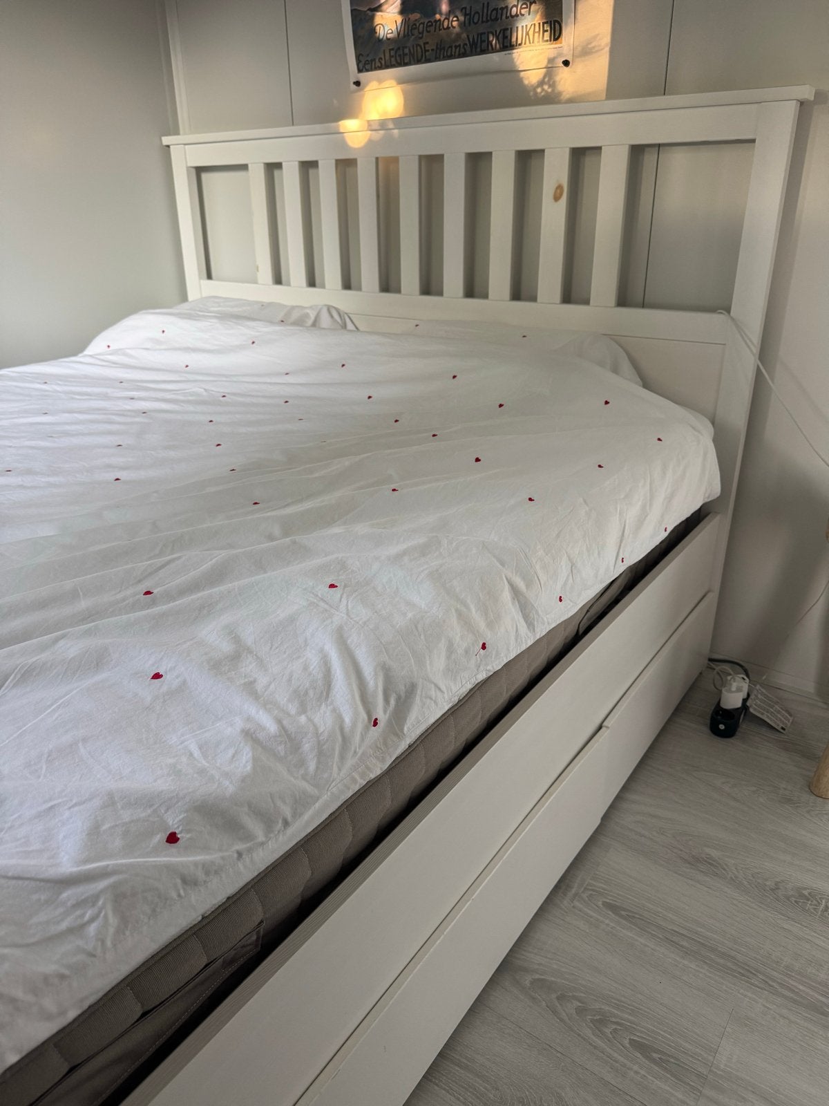 IKEA HEMNES bed wit gebeitst 160x200, Ophalen, Gebruikt, Wit, Tweepersoons