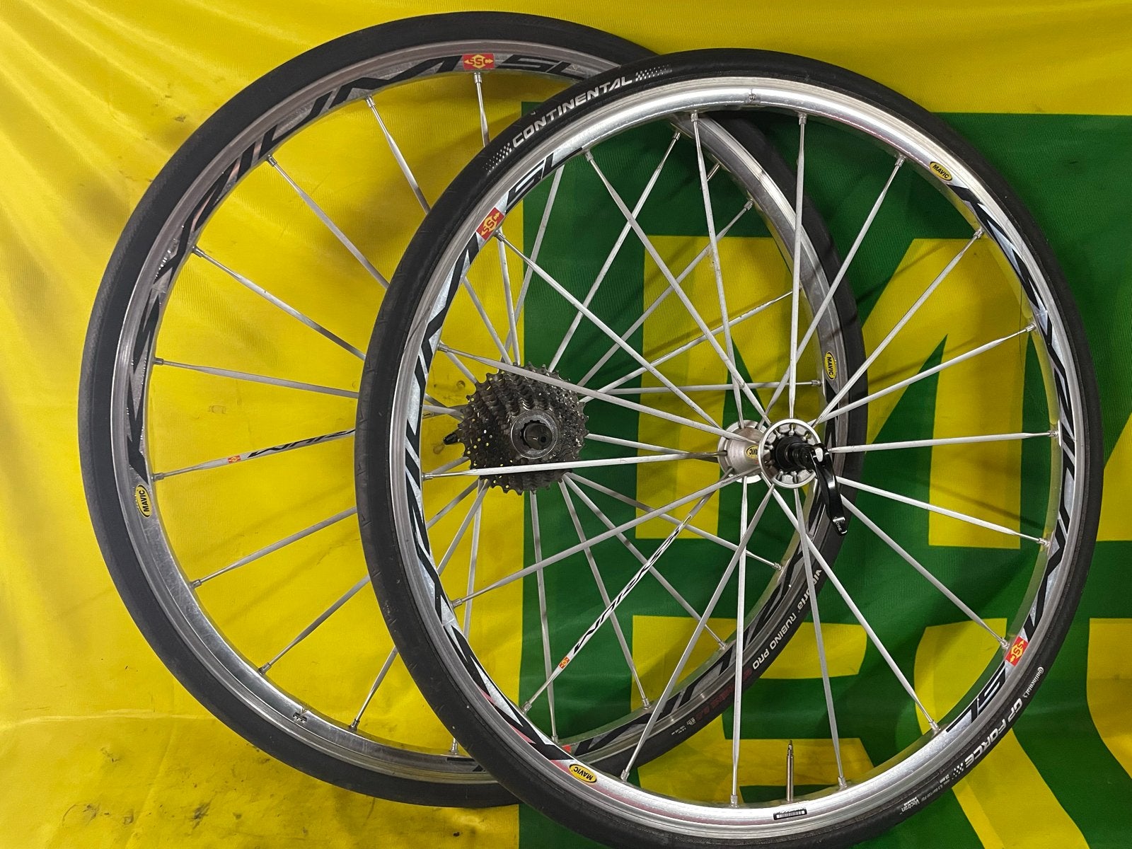 Mavic Ksyrium SL Racefiets Wielen met Banden en Cassette, Wiel, Gebruikt, Ophalen of Verzenden, Aluminium