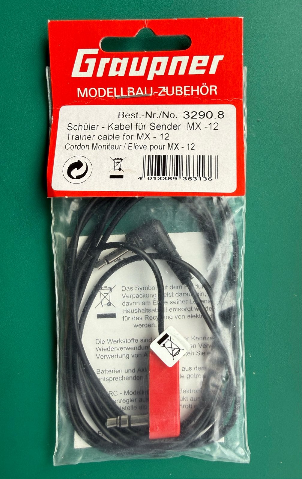 Graupner 3290.8 Schülervliegkabel voor MX-12/22, Ophalen of Verzenden, Nieuw