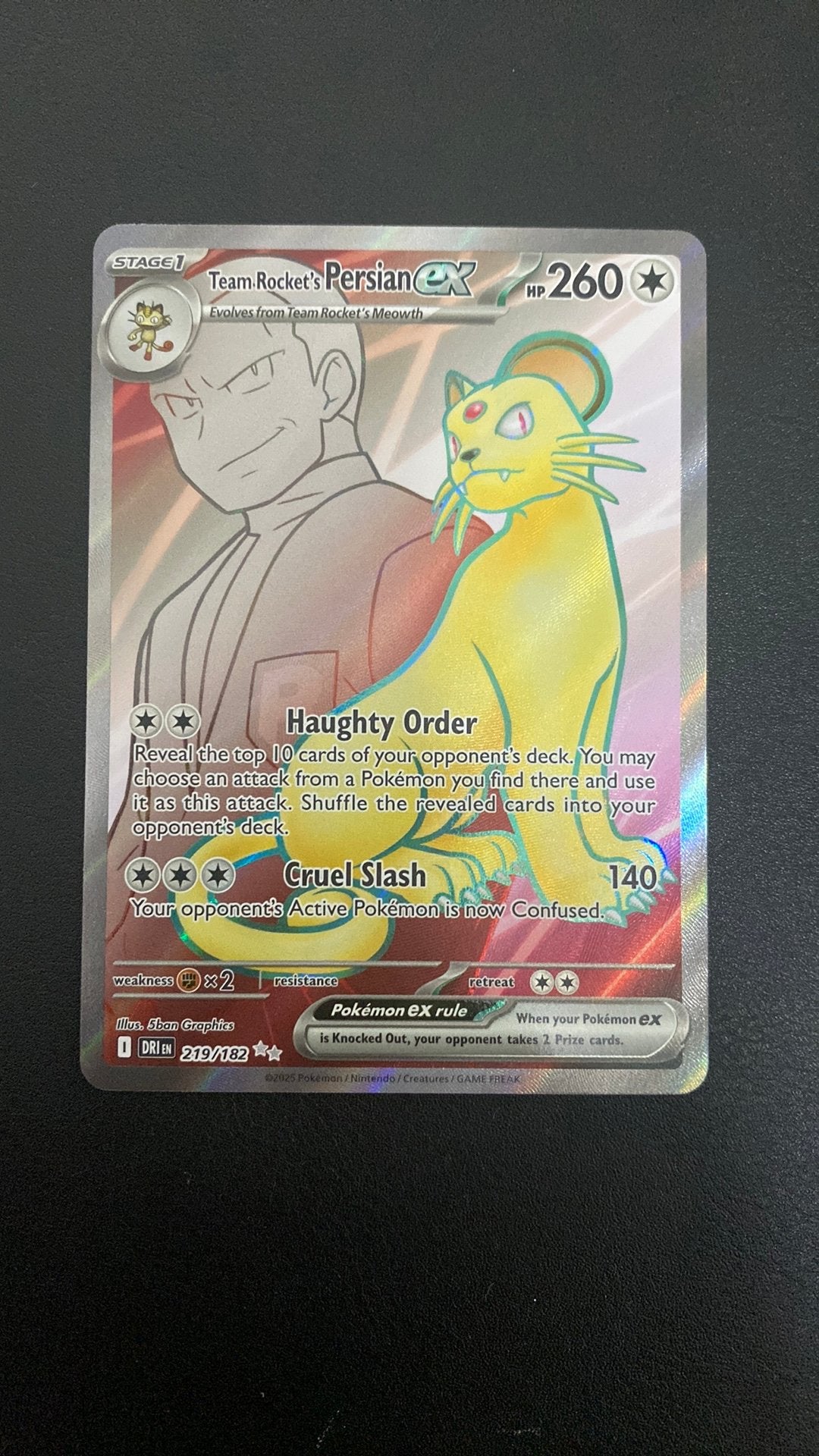 Pokemon team rocket persian ex 219 destined rivals, Ophalen of Verzenden, Zo goed als nieuw, Losse kaart