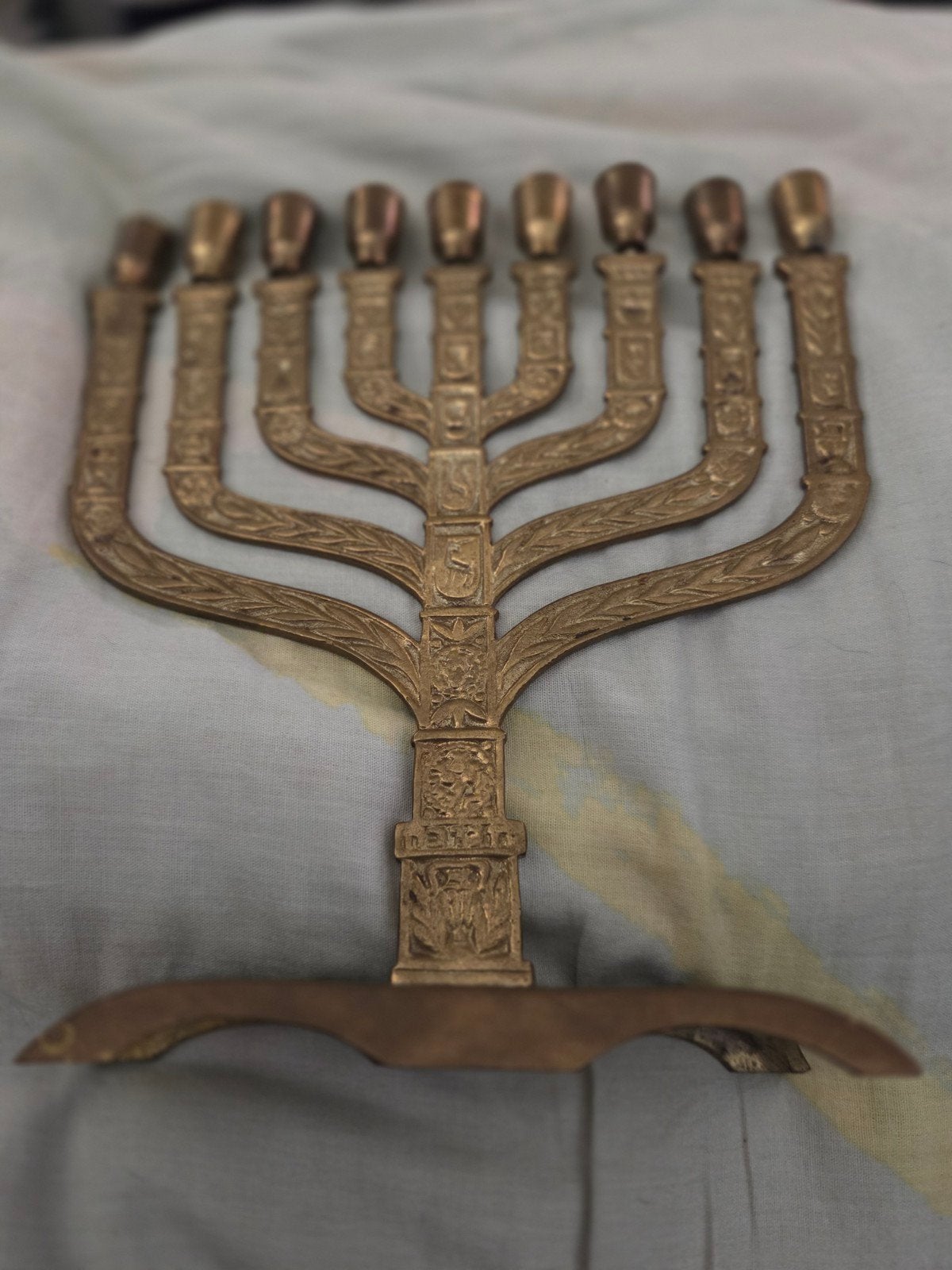 Vintage Joodse Menora - Koper/Brons, Ophalen