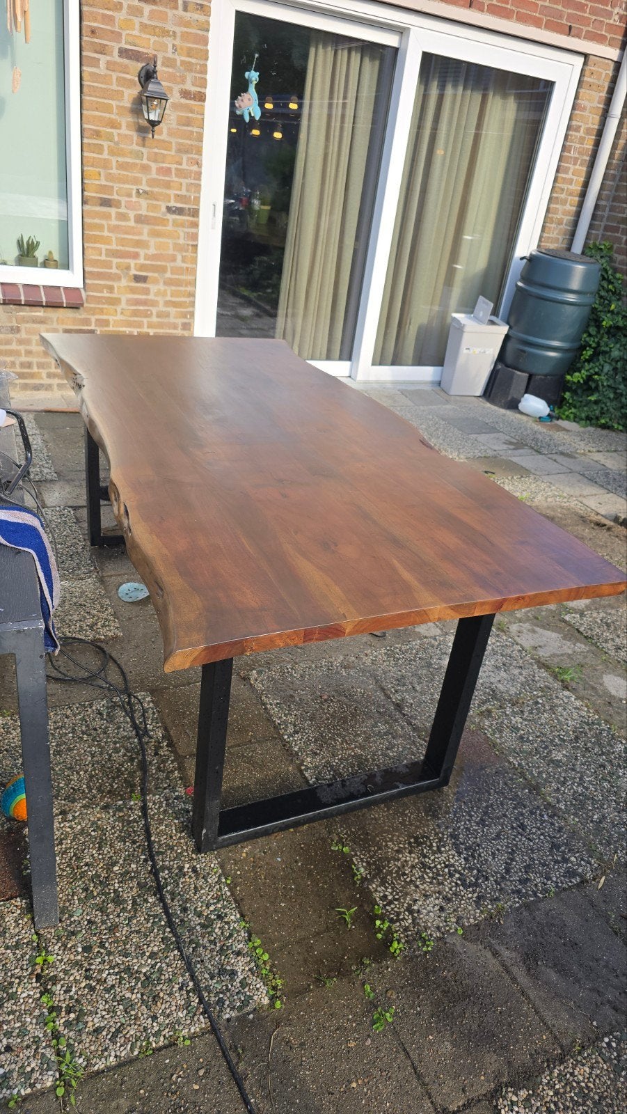 Massief acaciahouten eettafel 200 x 100 cm | Boomstamtafel |, Ophalen, 100 tot 150 cm, Zo goed als nieuw, Vijf personen of meer