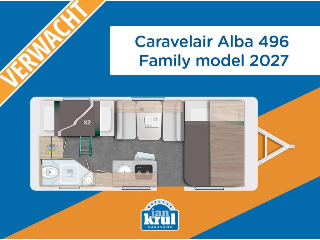 Caravelair Alba Family 496 2027 serie, Caravans en Kamperen, Bedrijf, Treinzit, Caravelair, Tot en met 5