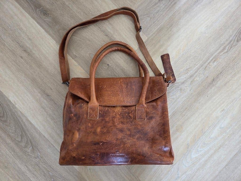 Micmacbags Laptoptas - Bruin Leer, Ophalen of Verzenden, Zo goed als nieuw, Bruin, Overige typen