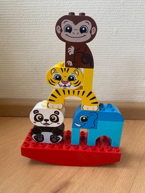 Duplo, balancerende dieren (panda aap): set 10884 compleet, Gebruikt, Ophalen of Verzenden, Compleet, Duplo