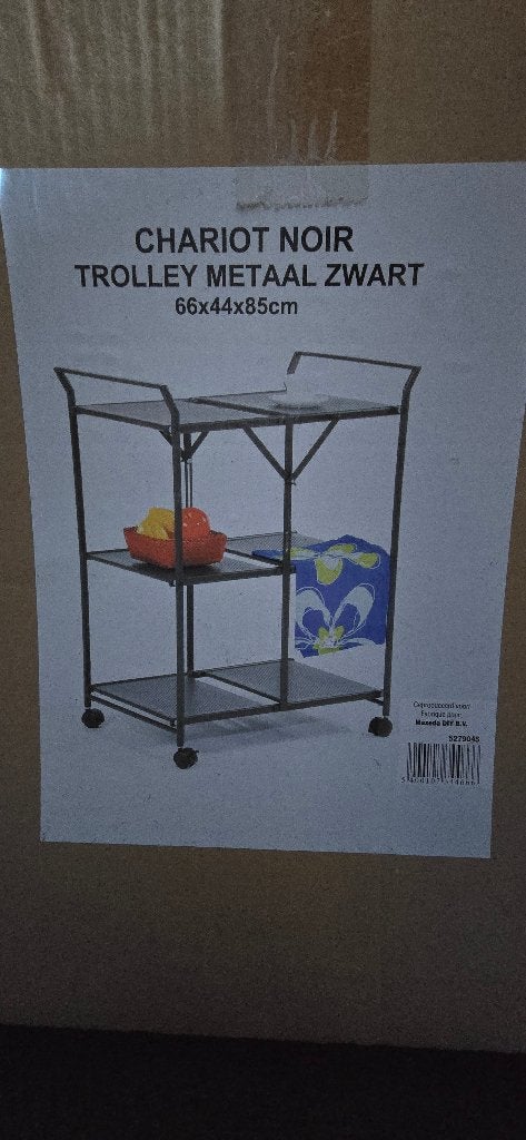 Keukentrolley zwart 66x44x85 cm, Ophalen of Verzenden, Nieuw