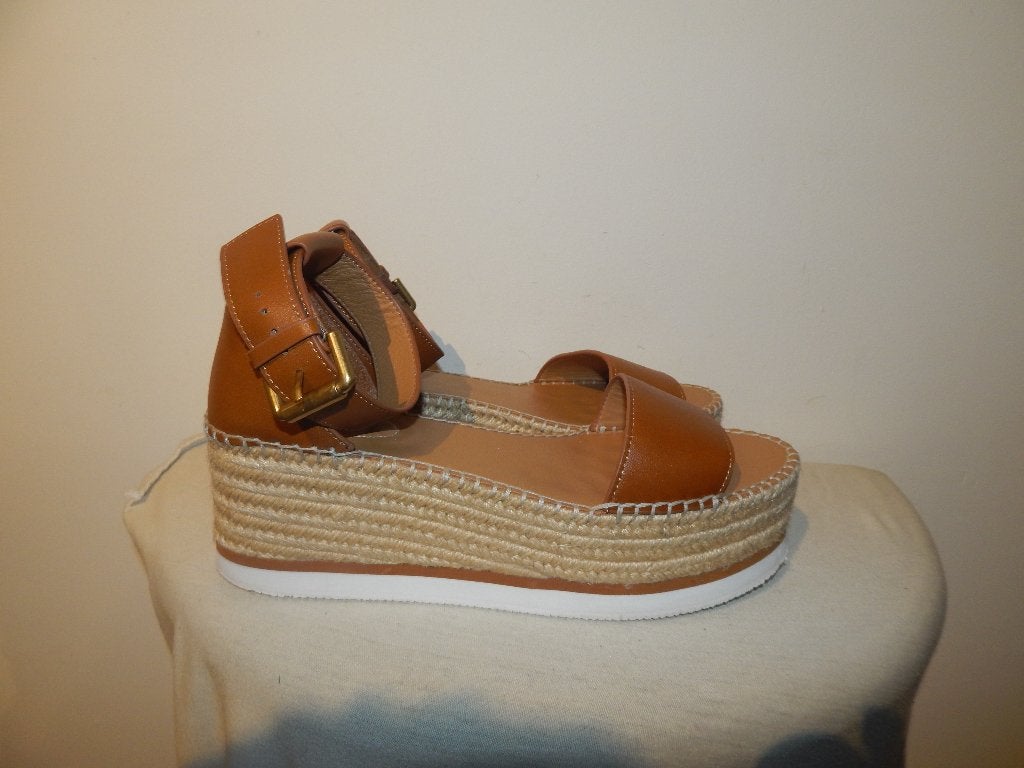 See by Chloe sandalen plateau cognac bruin gouden gesp 41, Bruin, Verzenden, See by chloe, Sandalen of Muiltjes