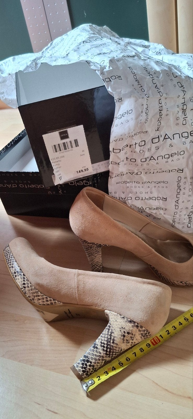 Roberto d'Angelo Pumps - Beige met Slangenprint Hak, Pumps, Beige, Ophalen of Verzenden, Roberto d'Angelo