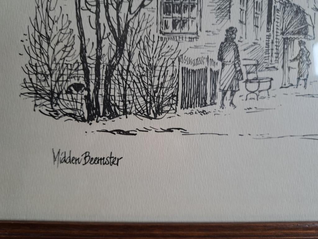Vintage tekening Midden Beemster, gesigneerd Moortwijn, Ophalen of Verzenden