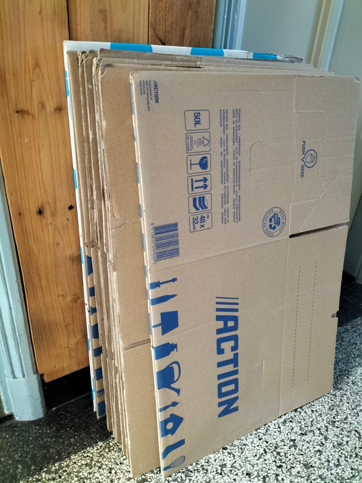 Verhuisdozen Action 50L - Zo goed als nieuw, Doe-het-zelf en Verbouw, Ophalen, Doos, Opvouwbaar, Minder dan 50 cm