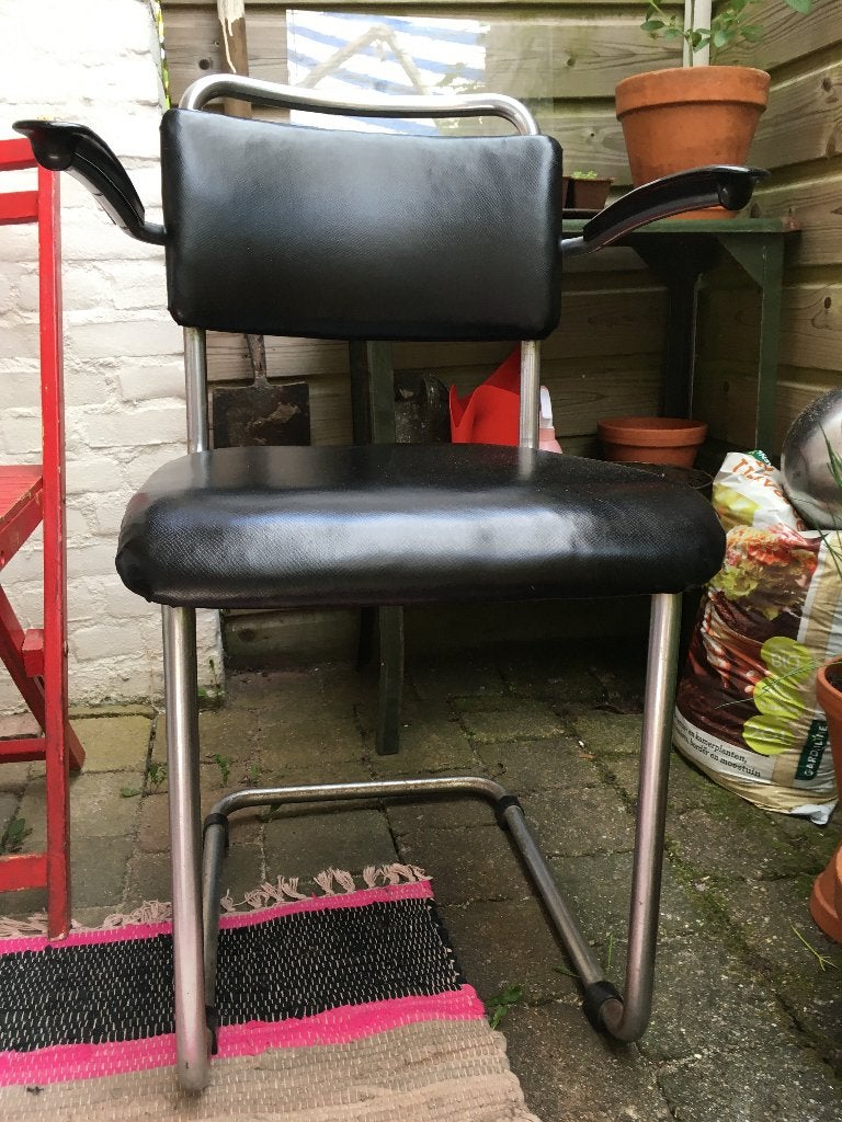 Gispen bureau/eetkamer buis stoel, Ophalen, Gebruikt, Zwart, Metaal