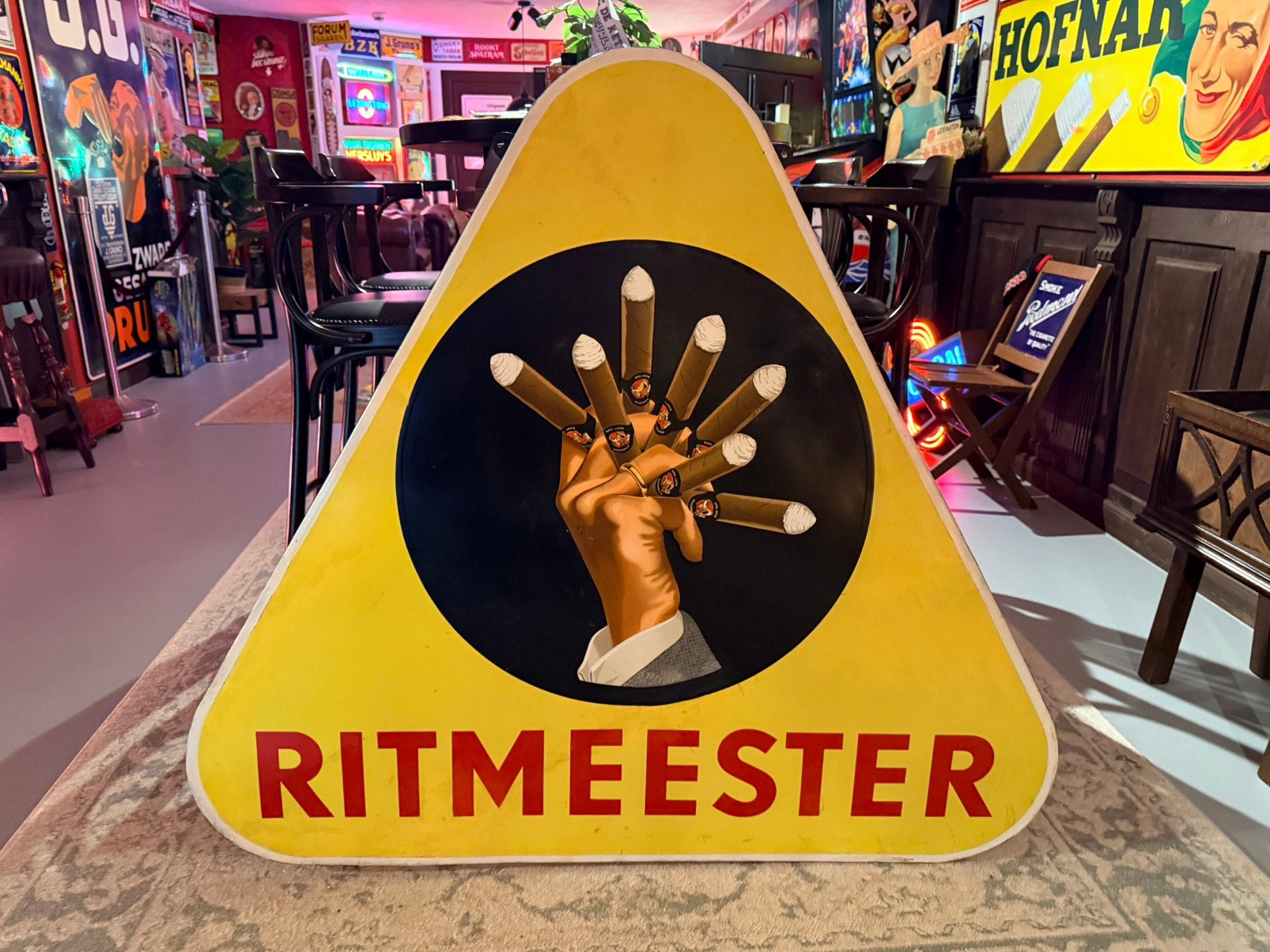 Ritmeester Sigaren emaille reclamebord Langcat Bussum, Ophalen, Gebruikt, Reclamebord