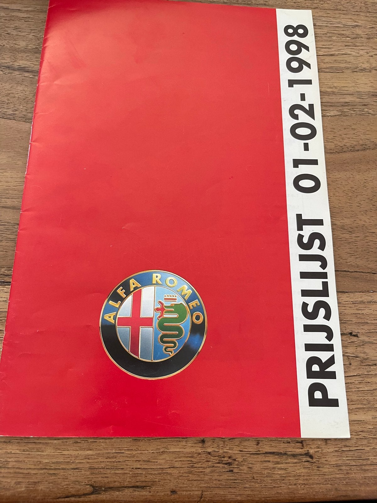 Alfa Romeo Prijslijst 01-02-1998, Ophalen of Verzenden, Zo goed als nieuw, Alfa Romeo