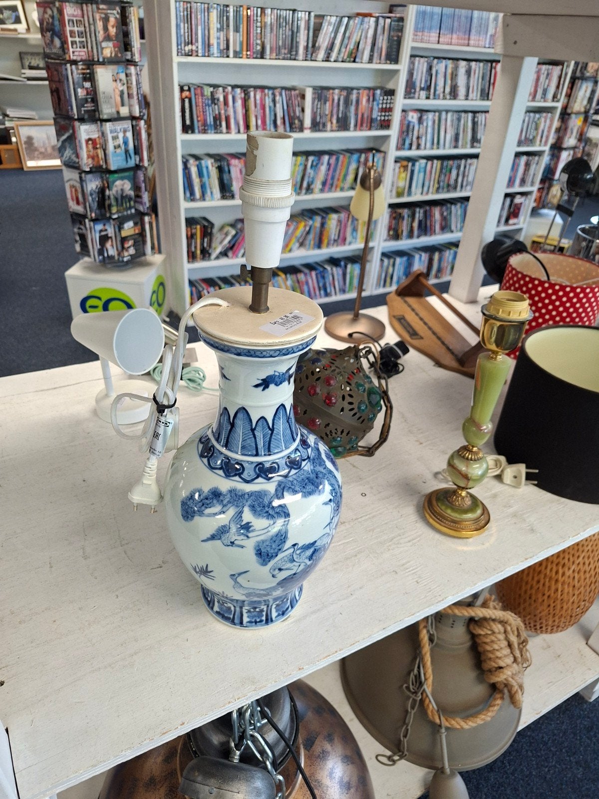 Vintage Delfts Blauw Tafellamp Voet chinees Porselein Stijl, Ophalen of Verzenden