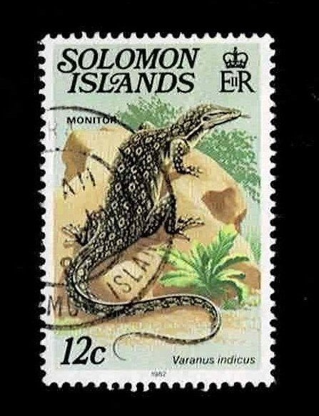 postzegel 391 Solomoneilanden dieren Pacifische Varaan, Ophalen of Verzenden, Gestempeld
