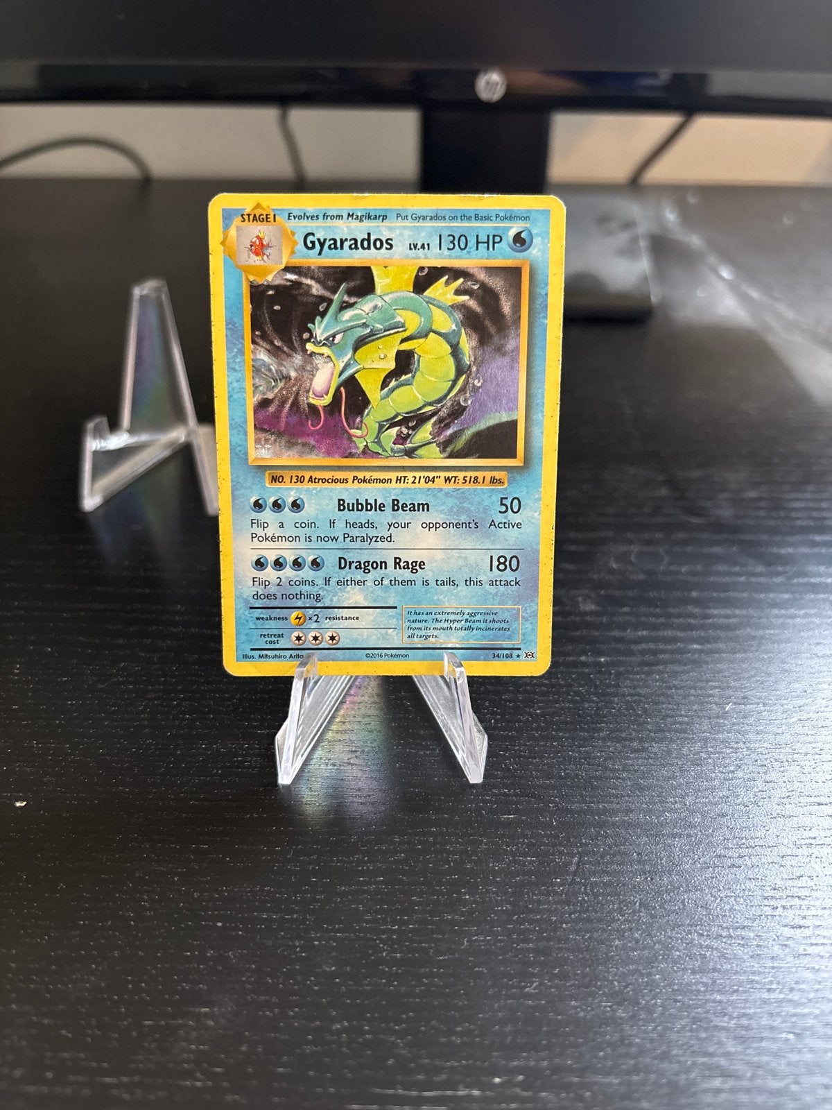 Pokémon Kaart: Gyarados Evolution 34/108 Holo, Ophalen of Verzenden, Gebruikt, Losse kaart, Foil