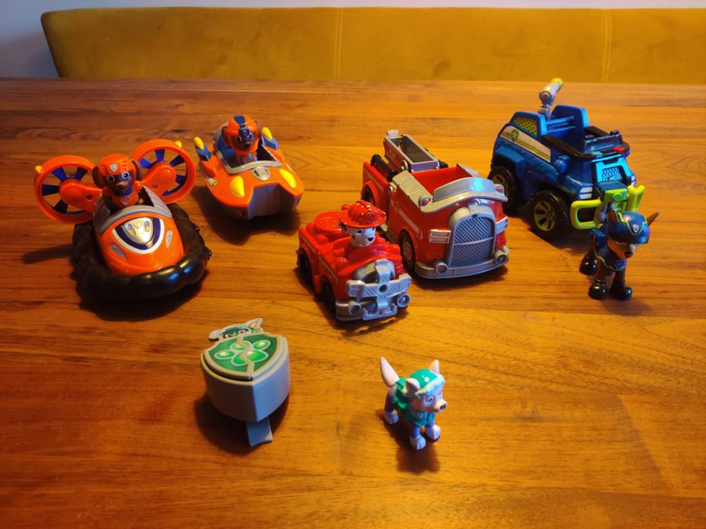 Paw Patrol set: Voertuigen, poppetjes & Rocky lichtje, Ophalen of Verzenden, Gebruikt, Jongen of Meisje