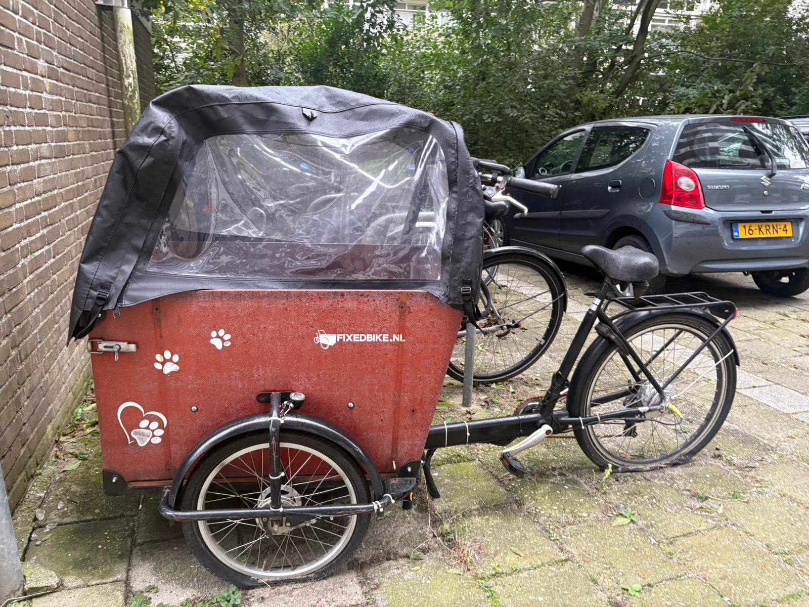 Elektrische bakfiets incl. huif en acculader, opknapper, Fietsen en Brommers, Ophalen, Gebruikt, Huif