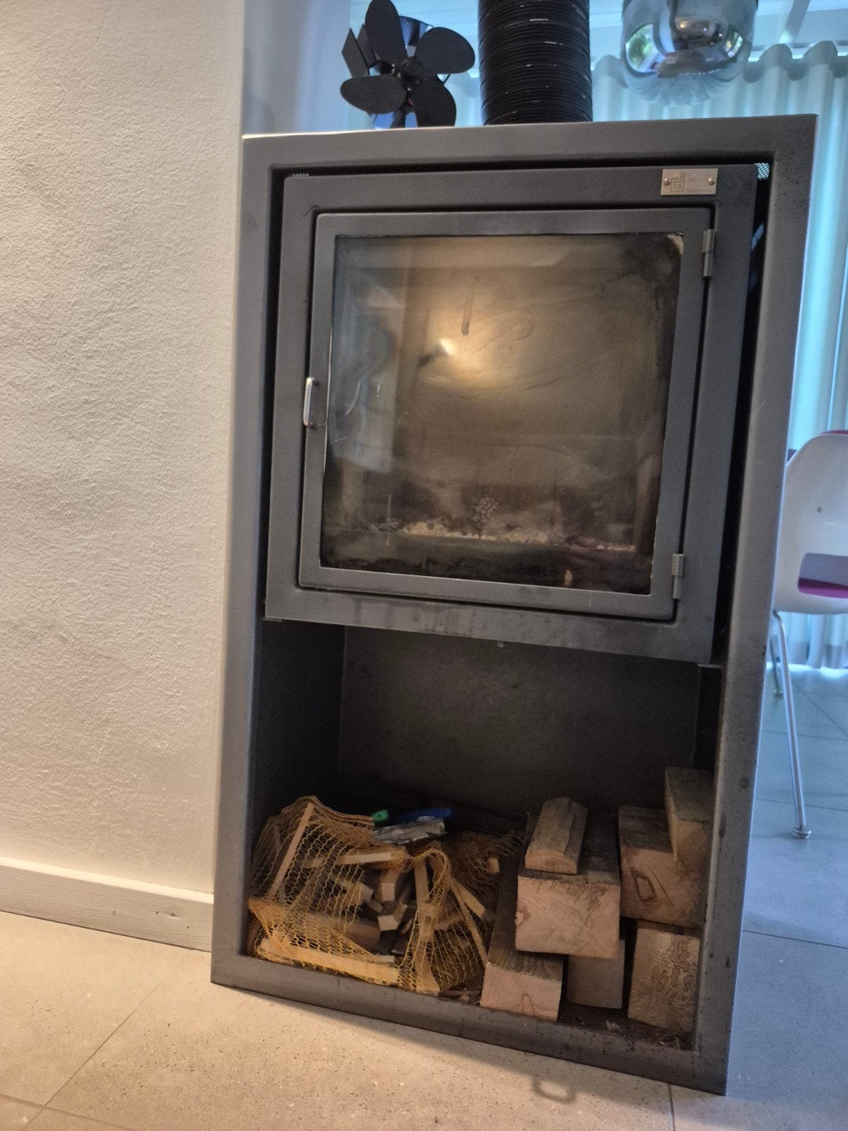 Dik Geurts Houtkachel - Vrijstaand met houtopslag, Ophalen, Gebruikt, Vrijstaande haard, Houthaard