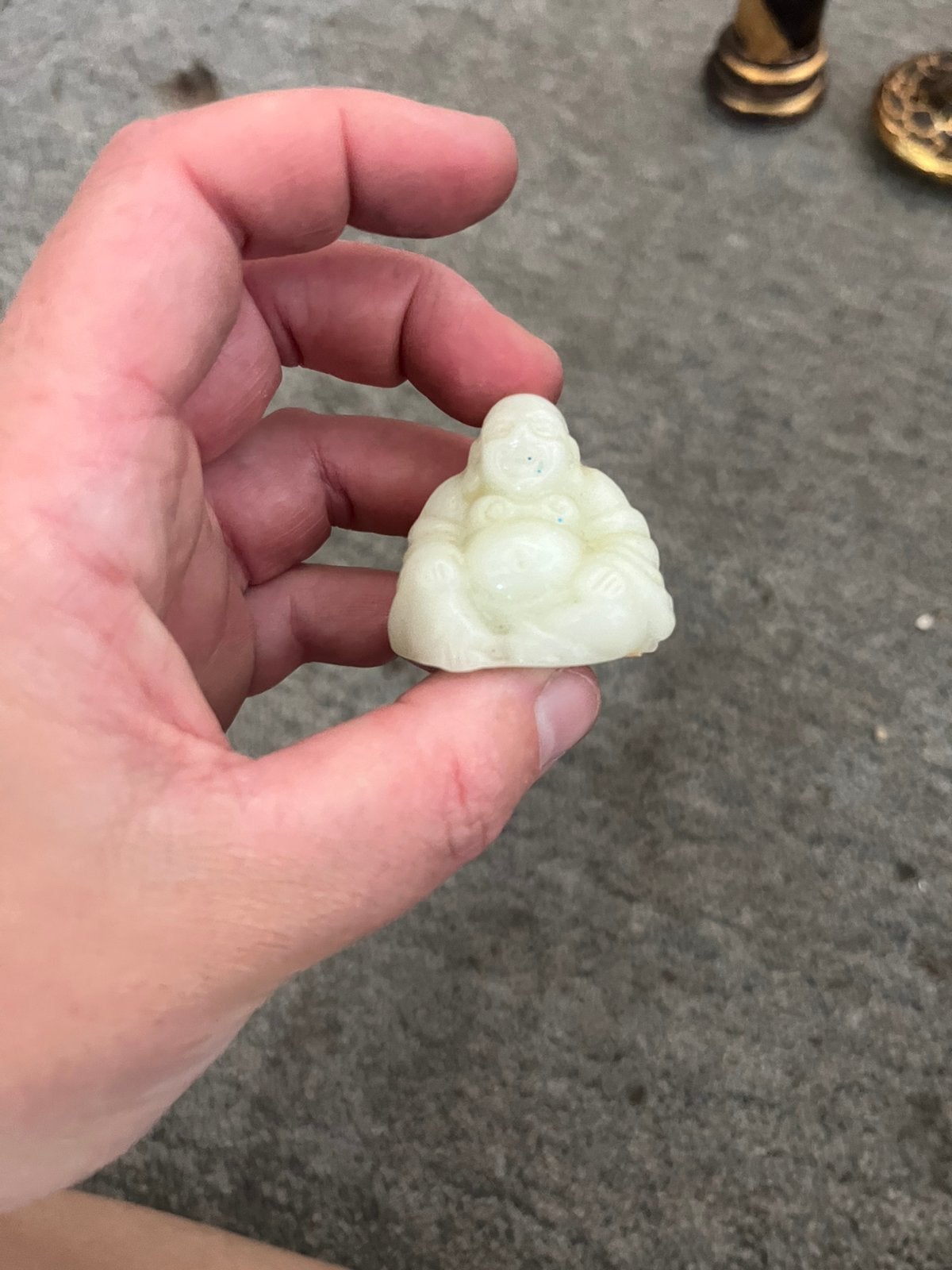 Kleine buddha van witte Jade, Verzamelen, Beelden en Beeldjes, Zo goed als nieuw, Religie, Ophalen of Verzenden