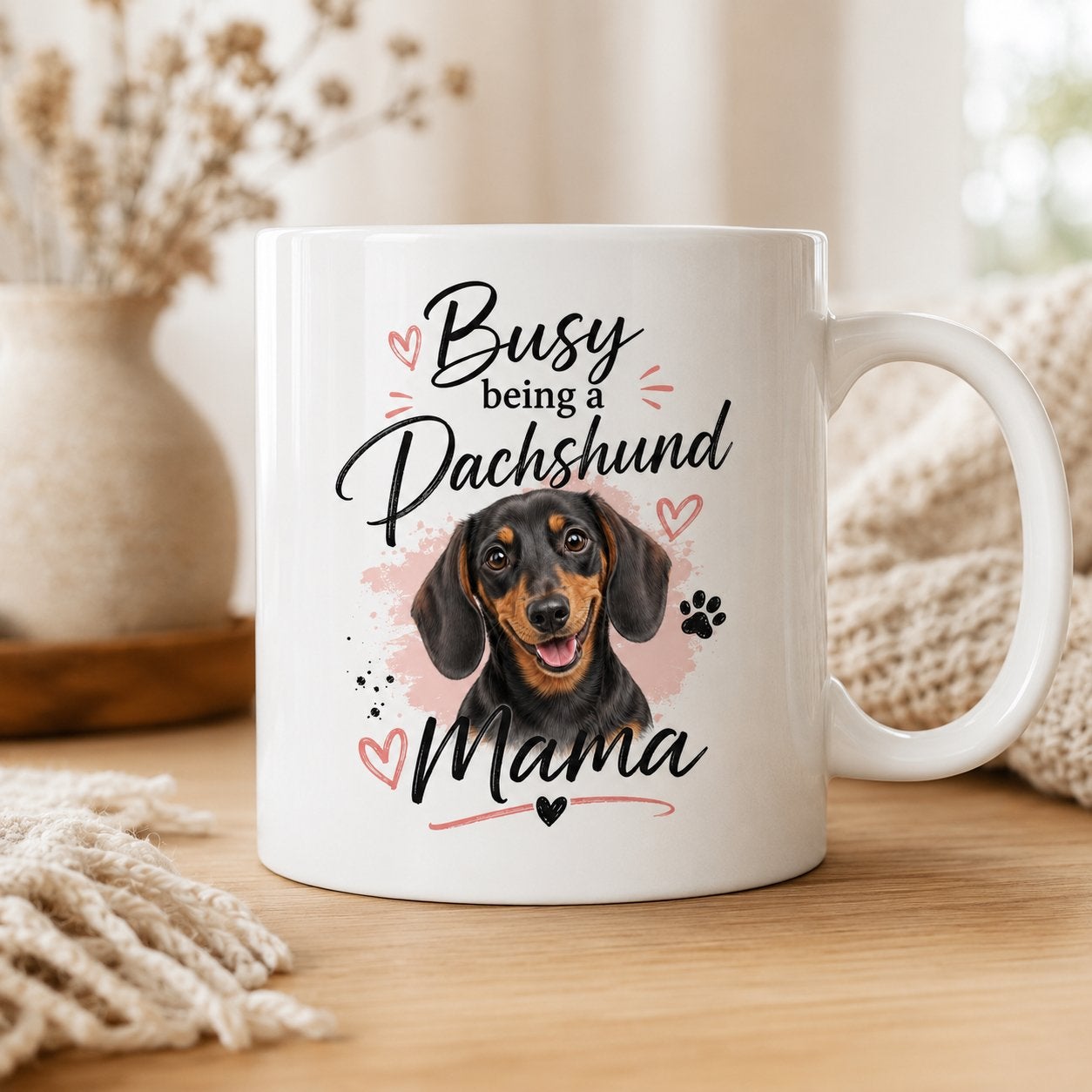 Busy being a Dachshund Mama - Korthaar Teckel Mok, Verzenden, Nieuw