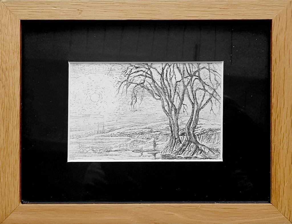Landschap - Kunstenaar: Willem Hendrik van Norden, Ingelijst, Ophalen of Verzenden, Landschap, 20 cm